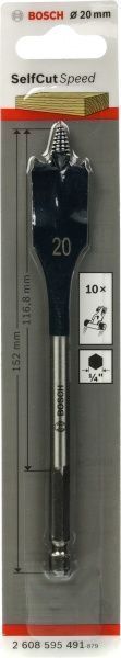 Сверло по дереву Bosch Self Cut Speed 152 мм 20 мм 2608595491