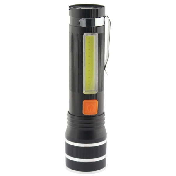Фонарик аккумуляторный Quantum QM-FL1032 Helper 10W LED zoom + COB с USB черный