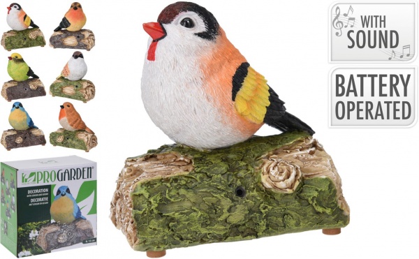Декоративная фигура Птичка на ветке со звуком и датчиком движения