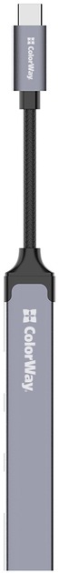 USB-хаб ColorWay USB-C 4-в-1 USB2.0х3/USB3.0 0,12 м сірий (CW-HUB04)