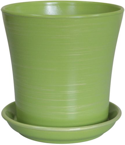 Горщик керамічний Оріана-Запоріжкераміка Вуаль глянець золото круглий салатовий (071-0-016) 