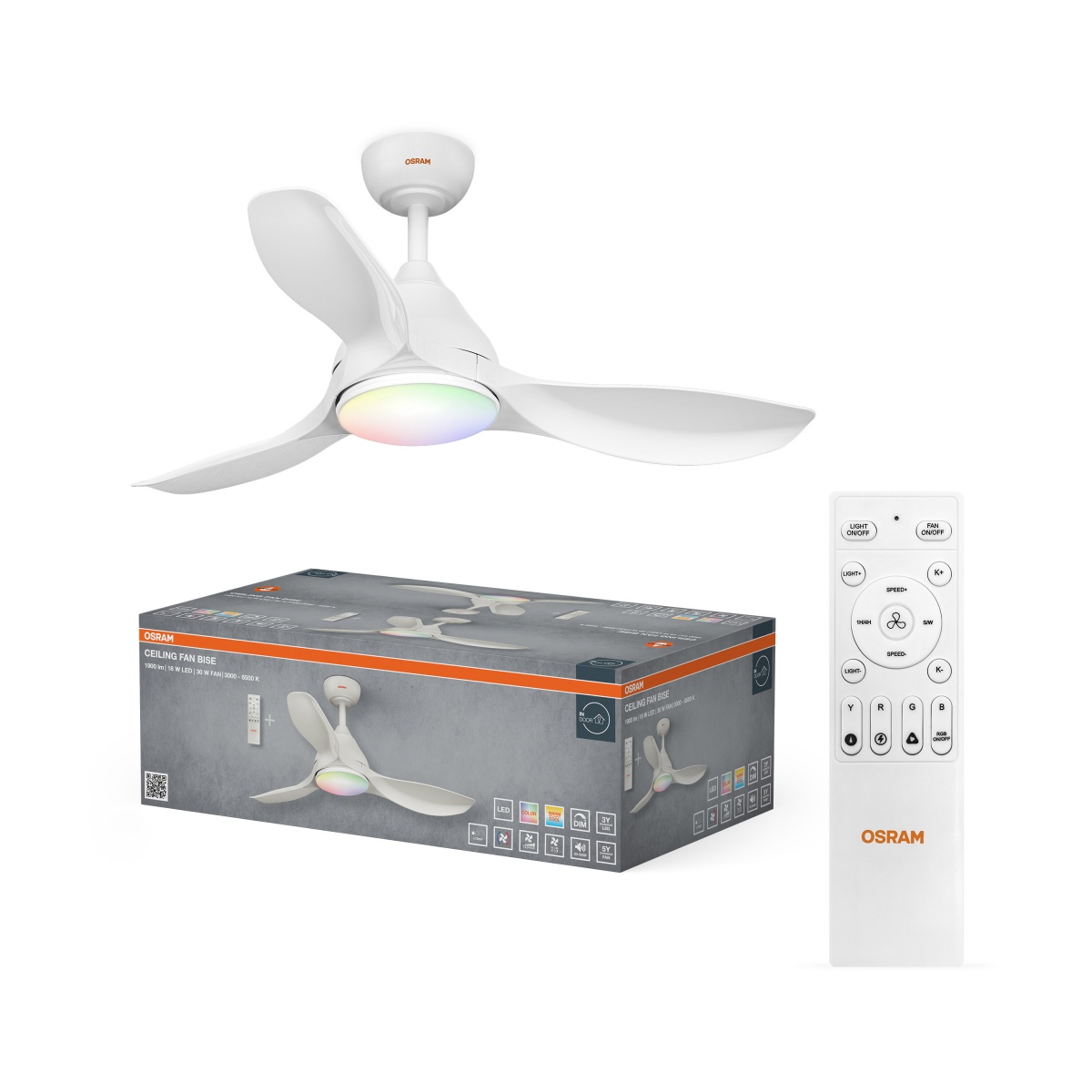 Люстра-вентилятор Osram Ceiling RGB DIM 30 Вт білий FAN BISE — фото 1