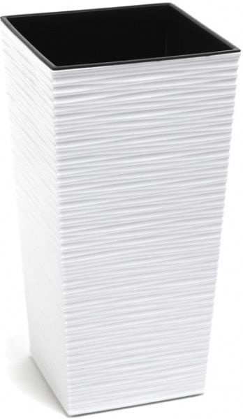 Горшок пластиковый Lamela Финезия 250 с вкладом долото-білий квадратный 11,3л белый 