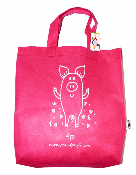 Сумка-шоппер 4PROFI со складным боком 35x45 см с принтом розовый 