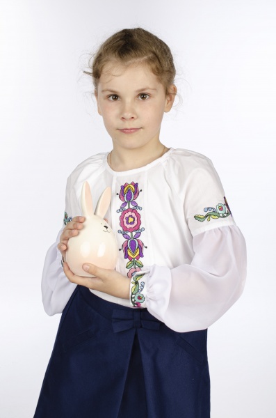 Вышиванка для девочек Эдельвика р.128 белый 48-23/00 