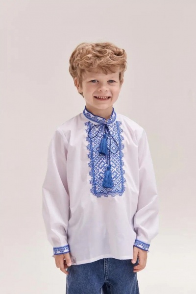 Вышиванка для мальчиков MEREZHKA Лука синяя р.92 белый 