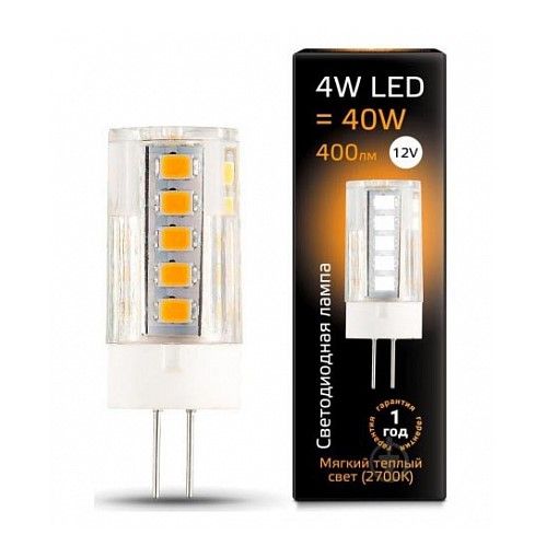 Лампа світлодіодна Gauss Elementary 4 Вт капсульна прозора G4 12 В 3000 К 10714 