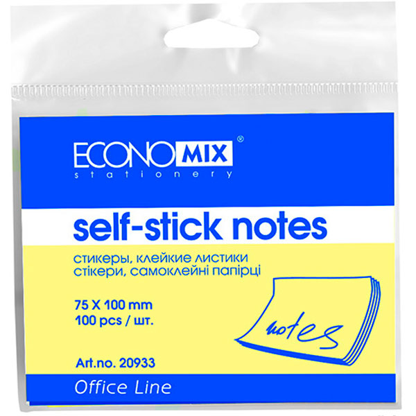 Папір для нотаток E20933 75x100 мм із липким шаром 100 шт. Economix