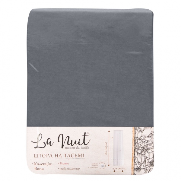 Штора BONA 150х280 темно-сірий La Nuit