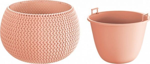 Горшок Prosperplast Splofy Bowl с вкладчиком 370 мм круглый персиковый (11400-488) 