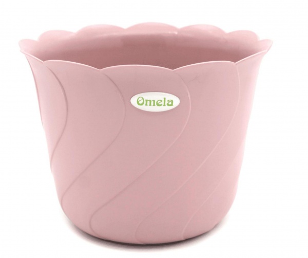 Кашпо пластиковое Омела Батик круглый 3,5 л пудровый 