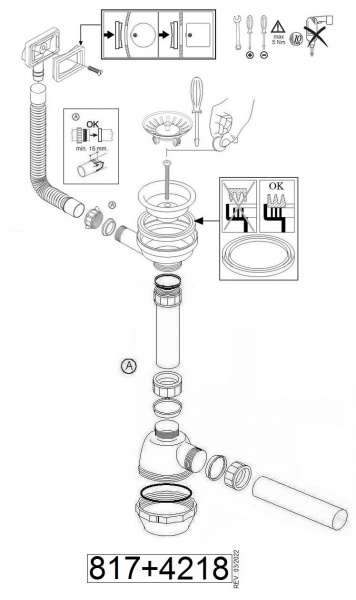 Сифон для кухонної мийки ALBA велика колба, випуск 3-1/2