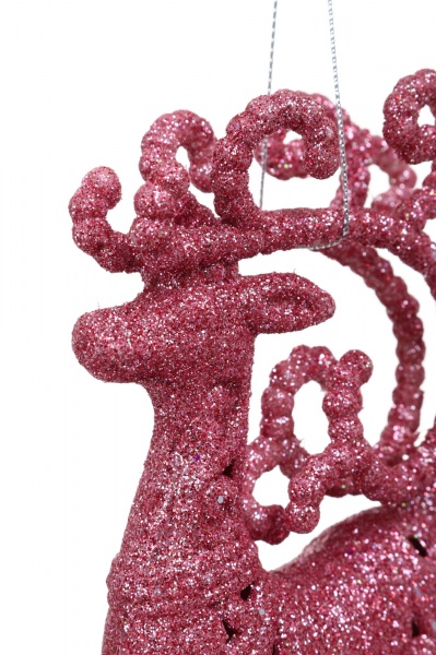 Декоративна підвіска Олень 16 см рожевий HFF2022P