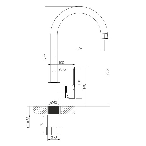 Змішувач для кухні Imprese HORAK, хром
