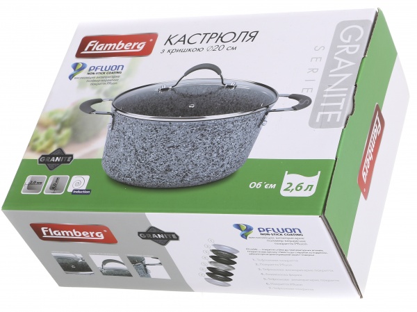 Каструля зі скляною кришкою Silver 2,6 л BF1220 Flamberg