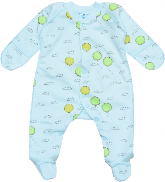 Комбинезон унисекс Minikin 0030162 р.62 бирюзовый с салатовым 