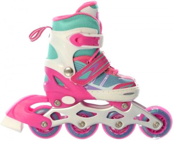 Роликовые коньки World Top Development раздвижные A 4139-M-P р. 35-38 белый с розовыми вставками