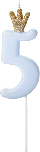 Свічка для торта Partydeco цифра 5 пастель блакитна 9,5 см (SCU6-5-001J)