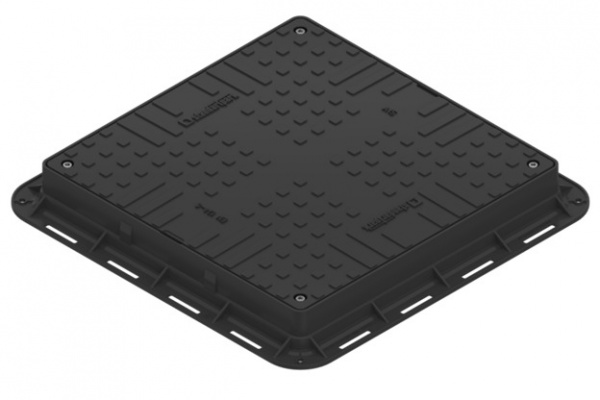 Люк канализационный Vodaland 700х700 мм пластиковый Easy 700х700 DN560 квадратный лёгкий с замком черный