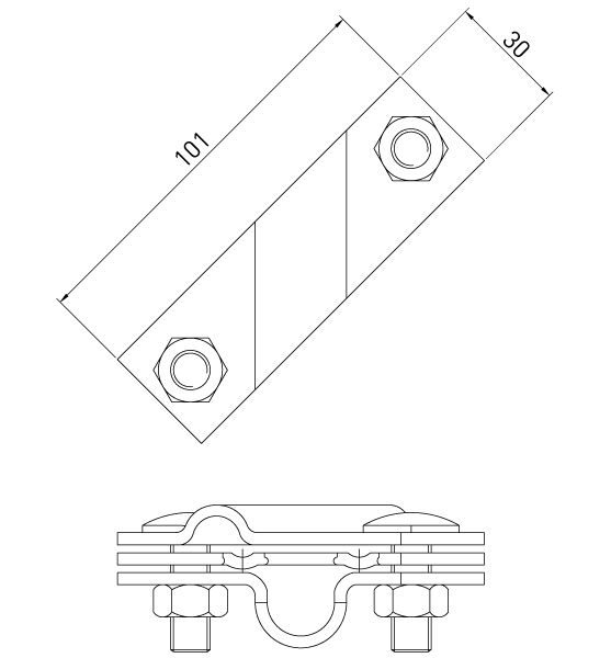 Зажим шпильки заземления E.NEXT D16 с полосой z0010021