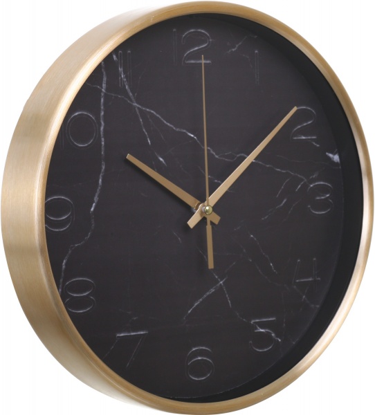 Годинник настінний Marble чорний мармур d25,2 см O52091 Optima