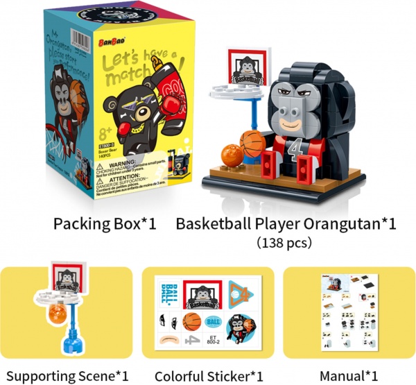 Конструктор BanBao Q-Playmate Орангутанг-баскетболіст ET800-2 ET800-2