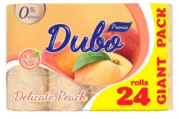 Туалетная бумага Диво Premio Delicate Персик трехслойная 24 шт.