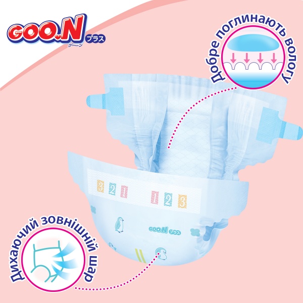 Подгузники Goo.N Plus NB до 5 кг 76 шт.