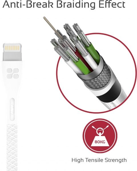Кабель Promate Lightning – USB 1,2 м білий (powerbeam-i.white) 