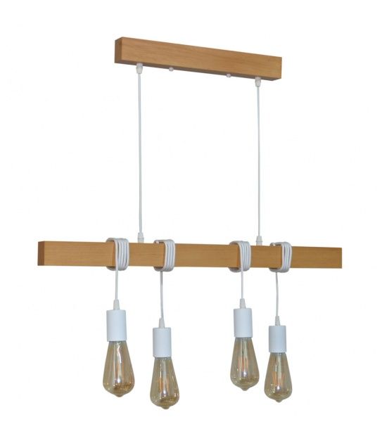 Підвіс Геотон НСБ 02-4х60-969 Крона-4 4x60 Вт E27 білий/дерево 48763 
