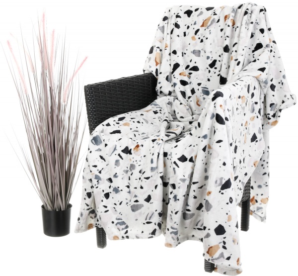 Плед Frannel Terazzo 200x220 см білий із принтом La Nuit 