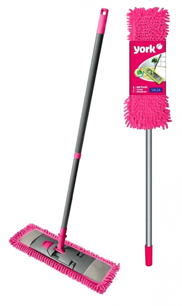 Швабра-натирач для підлоги York SALSA з телескопічною ручкою 78-136 см 43 см малиновий
