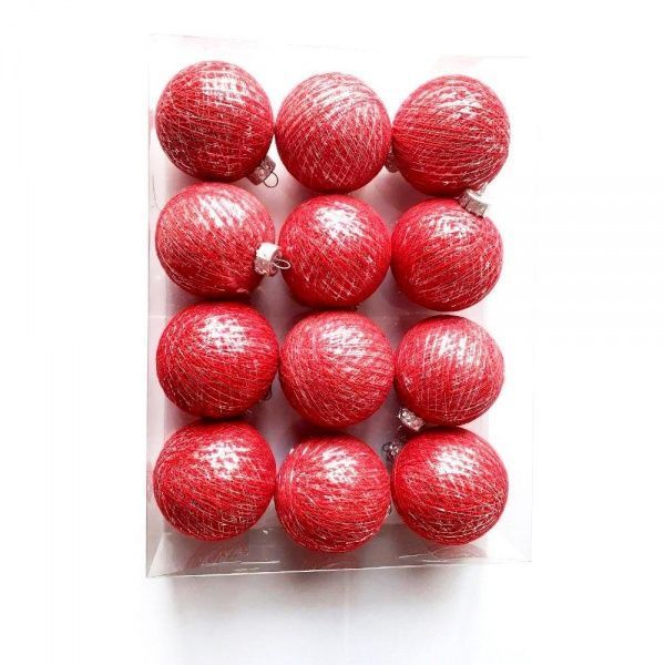 Игрушка на елку Котоновые шарики 12 шт. Silver red d80 мм 8 см 12 шт./уп. 