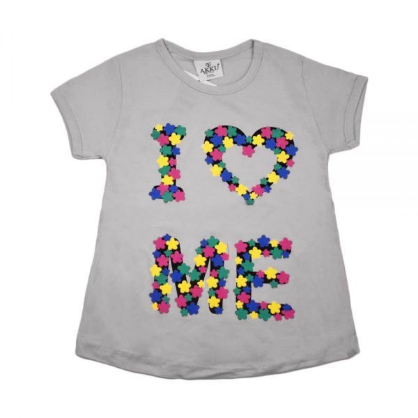 Футболка для дівчаток AKKU квіточки р.122 сірий 