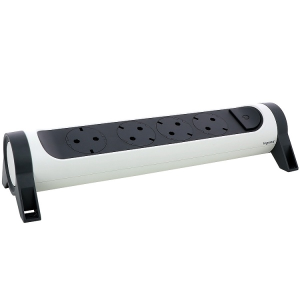 Колодка Legrand преміум 4х2К+З із заземленням 4 гн. біло-чорний 694544 