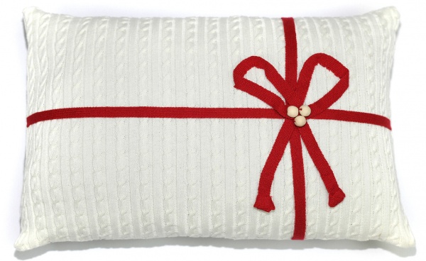 Подушка декоративна з бантом 30x45 см 233 Біла Прованс 