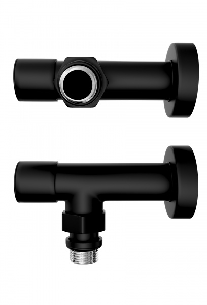 Кран угловой Mario Кран кутовий чорний мат. (подовж.)