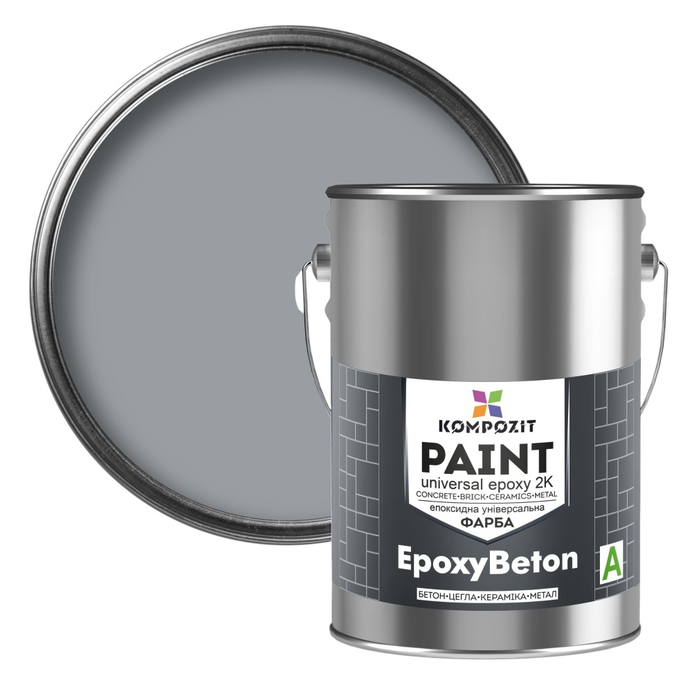 Краска для бетонных полов и бетона эпоксидная Kompozit EpoxyBeton глянец серый RAL 7040 12кг