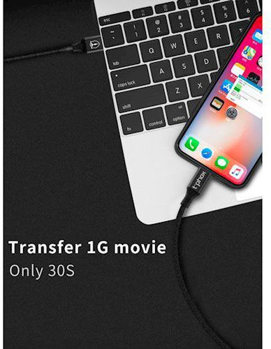 Кабель T-PHOX Lightning – USB-C 1.2 м черный (T-L810 Blue) Speed