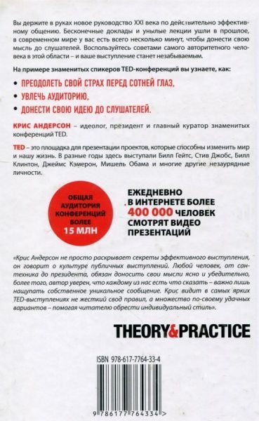 Книга Крис Андерсон «TED TALKS. Слова меняют мир. Первое официальное руководство по публичным выступлениям» 978-6177-764-33-4