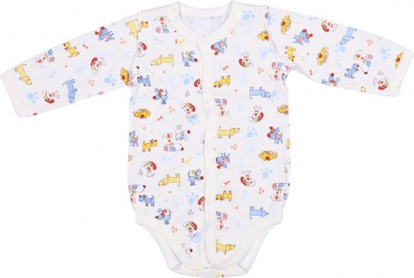 Полукомбинезон для девочки Татошка Собаки р.56 белый с принтом 14651глсбк 