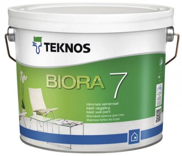Краска интерьерная акрилатная TEKNOS BIORA 7 база 1 мат белый 2,7л 