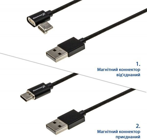Кабель Grand-X microUSB 1 м чорний (MG-01M) 