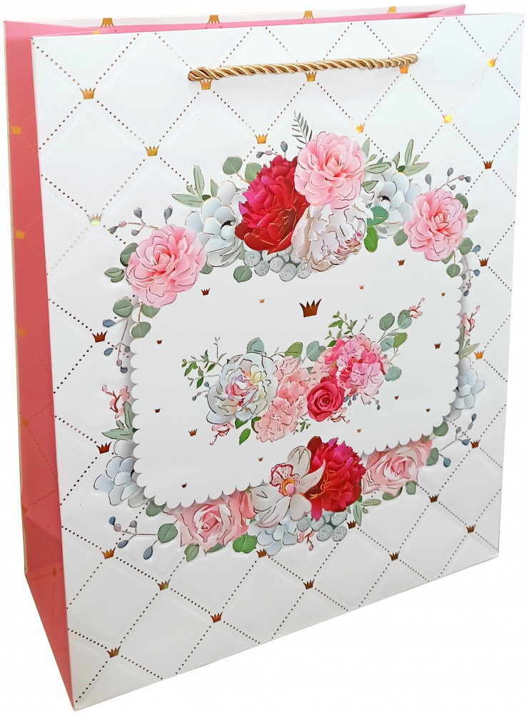 Пакет подарочный премиум класса 32 х 26 см цветочные дизайны