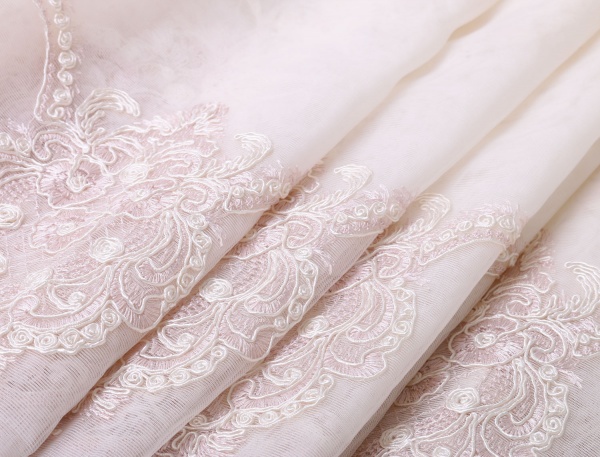 Ткань тюлевая Scarlett Kampala 717622/2005 вышивка на сетке 285 см пудра 