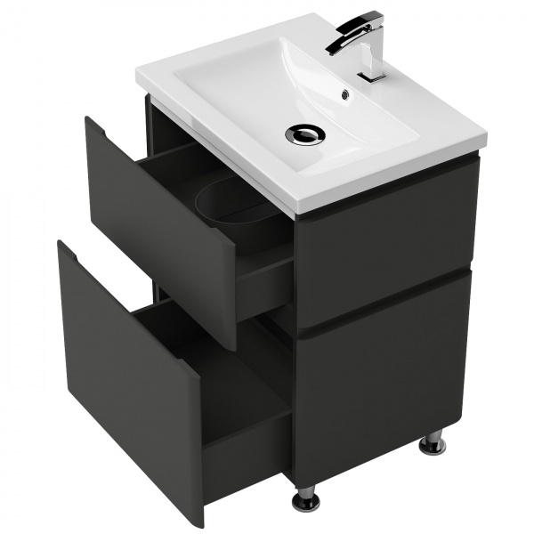 Тумба на ножках Aquarius Modena графит с умывальником Комо 60