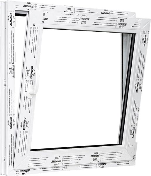 Окно поворотно-откидное ALMplast 60 600x600 мм правое