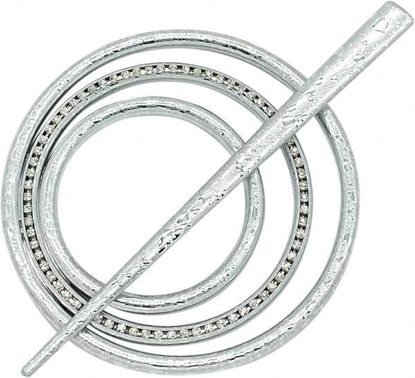 Заколка Круг 2 Элит d90 мм мокрое серебро В0024-2а MISLT