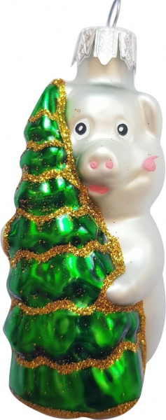 Підвіска Юріта Фігурка Свинка з ялинкою білий