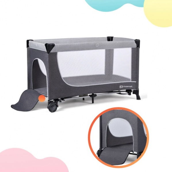 Манеж-ліжко Kinderkraft Leody Grey з пеленатором KCLEOD00GRY00AC